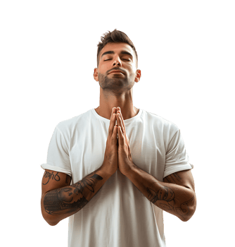 A man doing yoga on isolated transparent background png