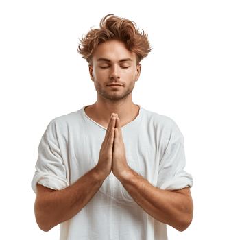 A man doing yoga on isolated transparent background png