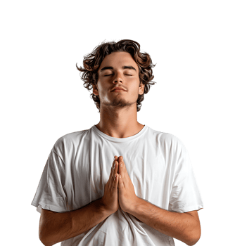A man doing yoga on isolated transparent background png