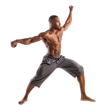 A fitness instructor in workout gear, mid-pose, isolated on a transparent background png