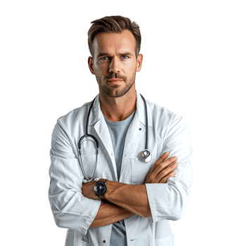 Confident male Medical Professional on isolated transparent background png