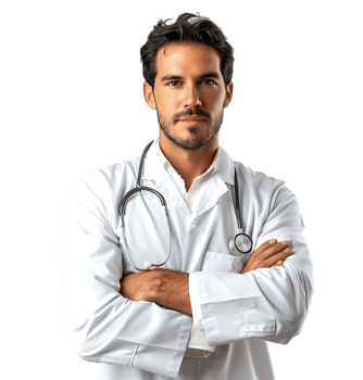 Confident male Medical Professional on isolated transparent background png