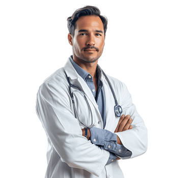 Confident male Medical Professional on isolated transparent background png