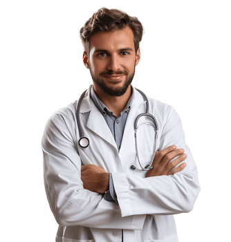 Confident male Medical Professional on isolated transparent background png
