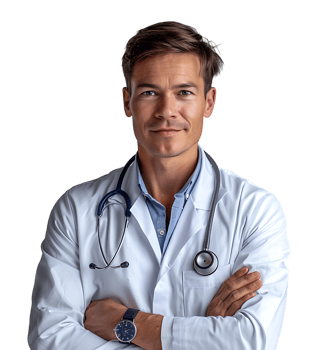 Confident male Medical Professional on isolated transparent background png