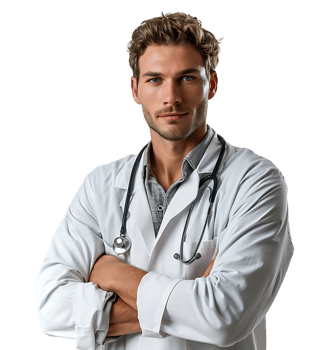 Confident male Medical Professional on isolated transparent background png