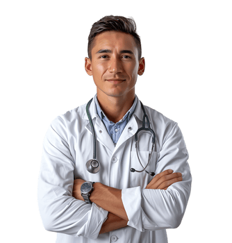 Confident male Medical Professional on isolated transparent background png