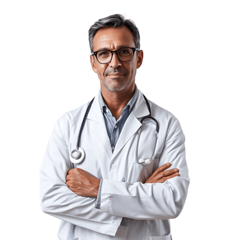 Confident male Medical Professional on isolated transparent background png