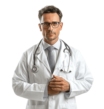 Confident male Medical Professional on isolated transparent background png