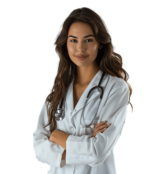 Confident female Medical Professional on isolated transparent background png