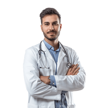 Confident male Medical Professional on isolated transparent background png