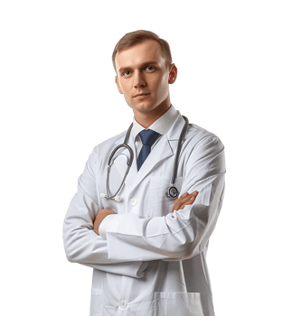 Confident male Medical Professional on isolated transparent background png