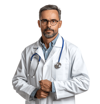 Confident male Medical Professional on isolated transparent background png