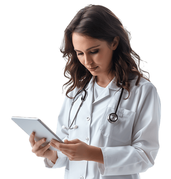 Confident female Medical Professional on isolated transparent background png