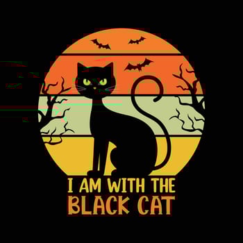 Black cat Halloween t shirt design vector