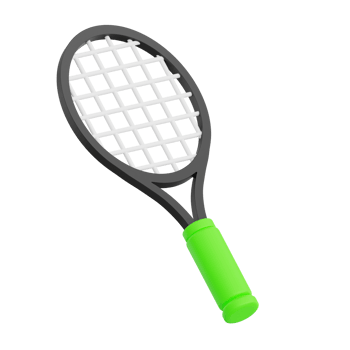 3D render tennis racket icon illustration. Isolated on transparent background png