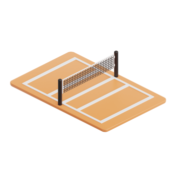 3D render volleyball field icon illustration. Isolated on transparent background png