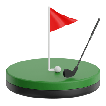 3D render golf field icon illustration. Isolated on transparent background png