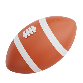 3D render rugby ball icon illustration. Isolated on transparent background png