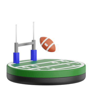 3D render rugby field icon illustration. Isolated on transparent background png