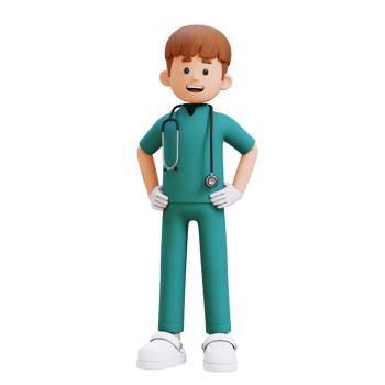 3D Doctor Character Standing with Hand on Hip. Suitable for Medical content png