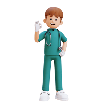 3D Doctor Character with OK Sign Hand Pose. Suitable for Medical content png