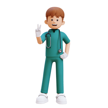 3D Doctor Character Giving Peace Hand Sign Pose. Suitable for Medical content png
