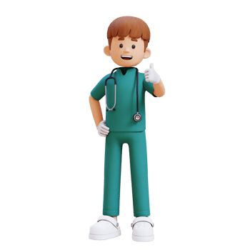 3D Doctor Character Giving Thumbs Up Pose. Suitable for Medical content png