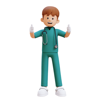 3D Doctor Character Giving Thumbs Up Pose. Suitable for Medical content png