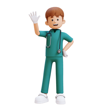 3D Doctor Character Waving Hand Pose. Suitable for Medical content png