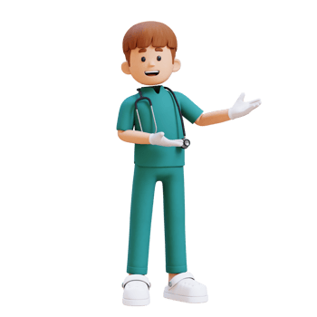 3D Doctor Character Presenting to the Left Pose. Suitable for Medical content png