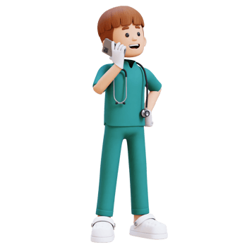 3D Doctor Character Talking on phone call. Suitable for Medical content png