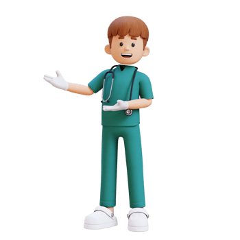 3D Doctor Character Presenting to the Right Pose. Suitable for Medical content png