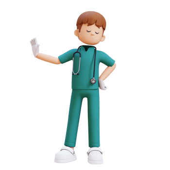 3D Doctor Character in Stop Refusal Pose. Suitable for Medical content png