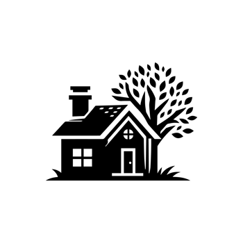 Illustration of Home icon with tree png