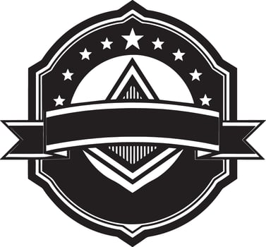 label with ribbon illustration black and white vector