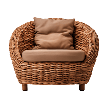 Wicker armchair with cushion png