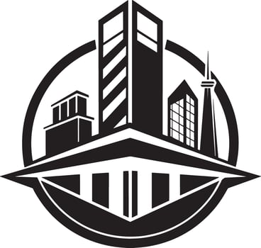 building and architecture logo illustration black and white vector
