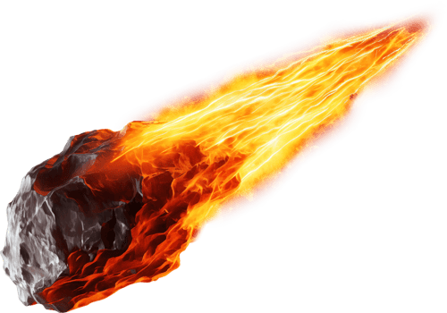 Burning meteor with fire tail png
