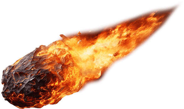 Burning meteor with fire tail png