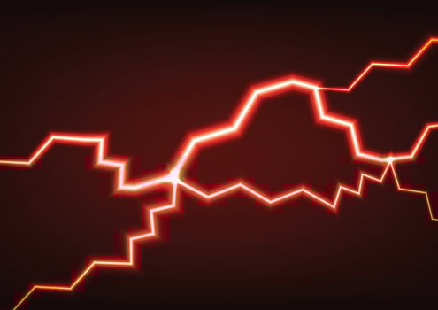 Lighting technology red thunder electric spark background vector