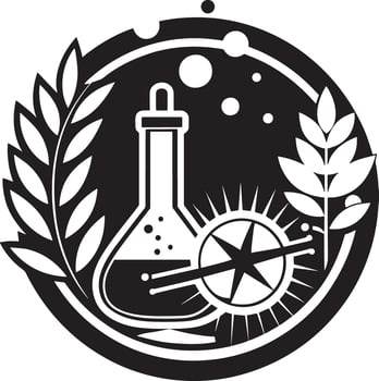 science and chemistry icon and logo illustration black and white vector