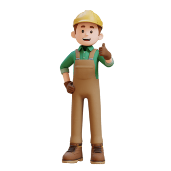 3D Construction Worker Character Giving Thumbs Up Pose png