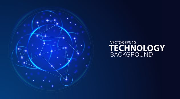 Technology abstract background blue light, network connection, big data, science, and chemistry concepts vector