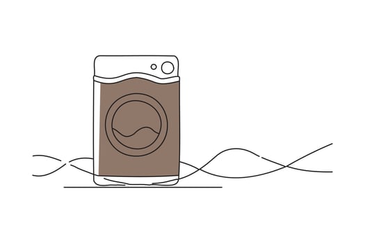 Clothes dryer,doodle continuous line art vector