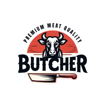 Butcher shop logo badge illustration vector