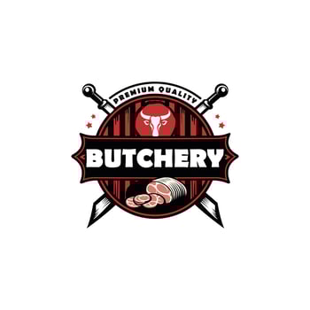 Butcher shop retro labels, badges, emblems, logo. Steak House, Meat shop, butchery. Meat business logo templates. illustration vector