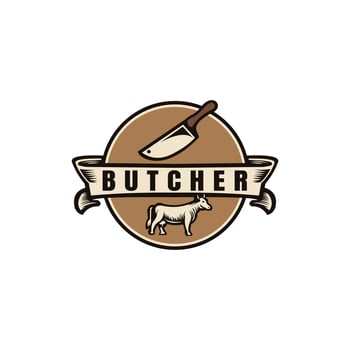 Butcher shop logo badge illustration vector