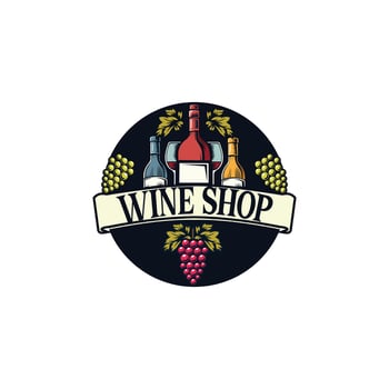 winery logo or icon, emblem. Label for menu design restaurant or cafe. Lettering illustration vector