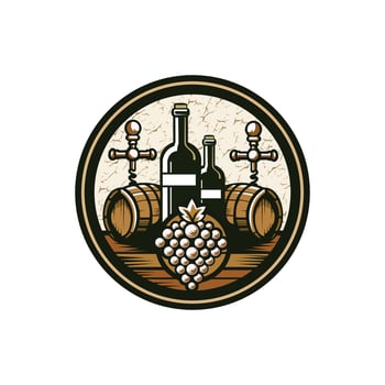 winery logo or icon, emblem. Label for menu design restaurant or cafe. Lettering illustration vector